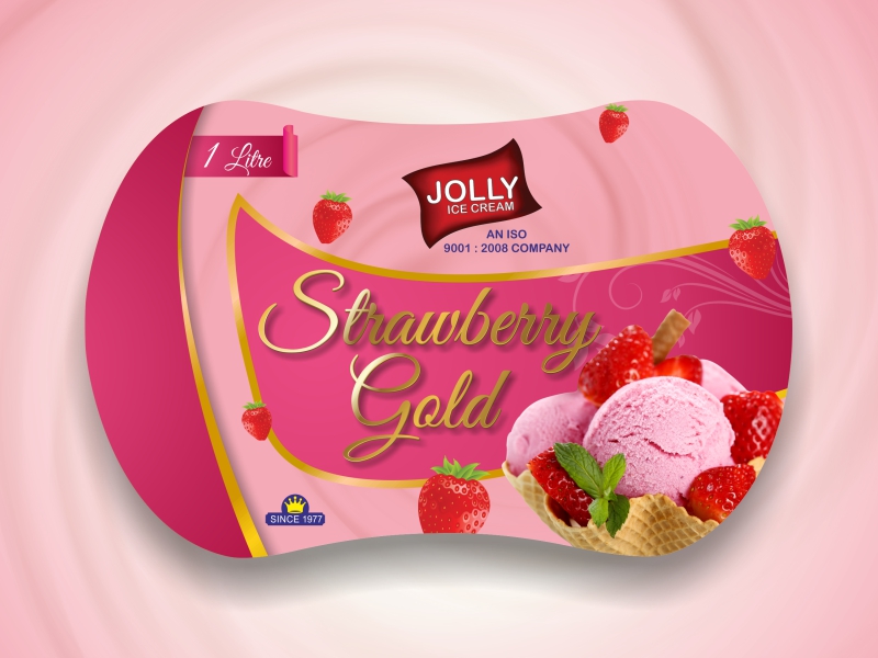 JOLLY Strawberry Gold ice cream tub
